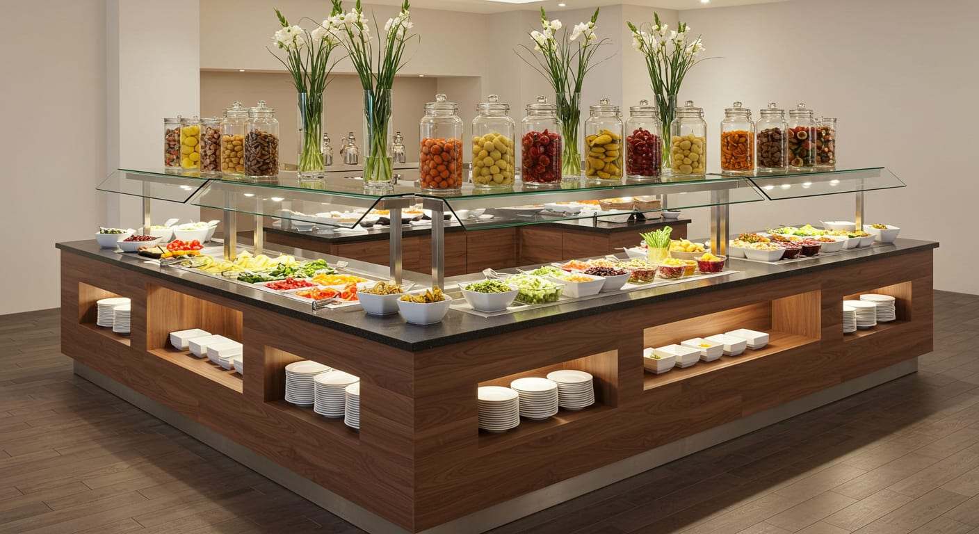Mixed Buffet Counter for Hotel environments, alternate view