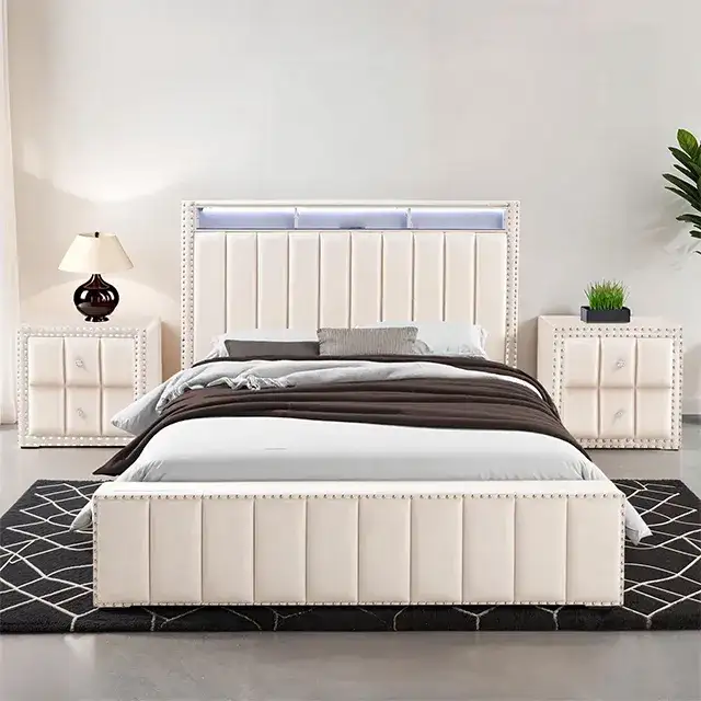 Contemporary Beige Bedroom Set for Residential environments