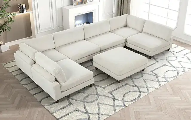 Contemporary Beige Modular Sectional for Residential environments