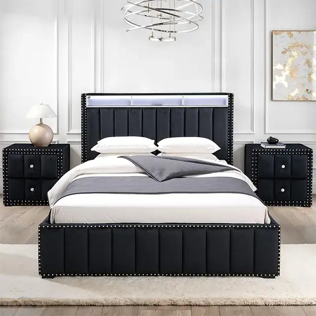 Contemporary Black Bedroom Set for Residential environments, alternate view