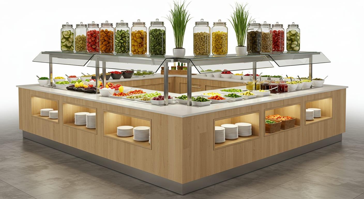 Hot Buffet Counter - Buffet Counter - Warm Walnet
