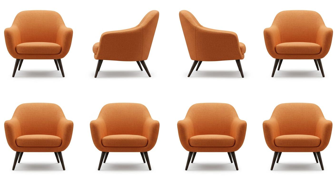 Metal Dining Chair - Orange Upholstered Accent Chair 2