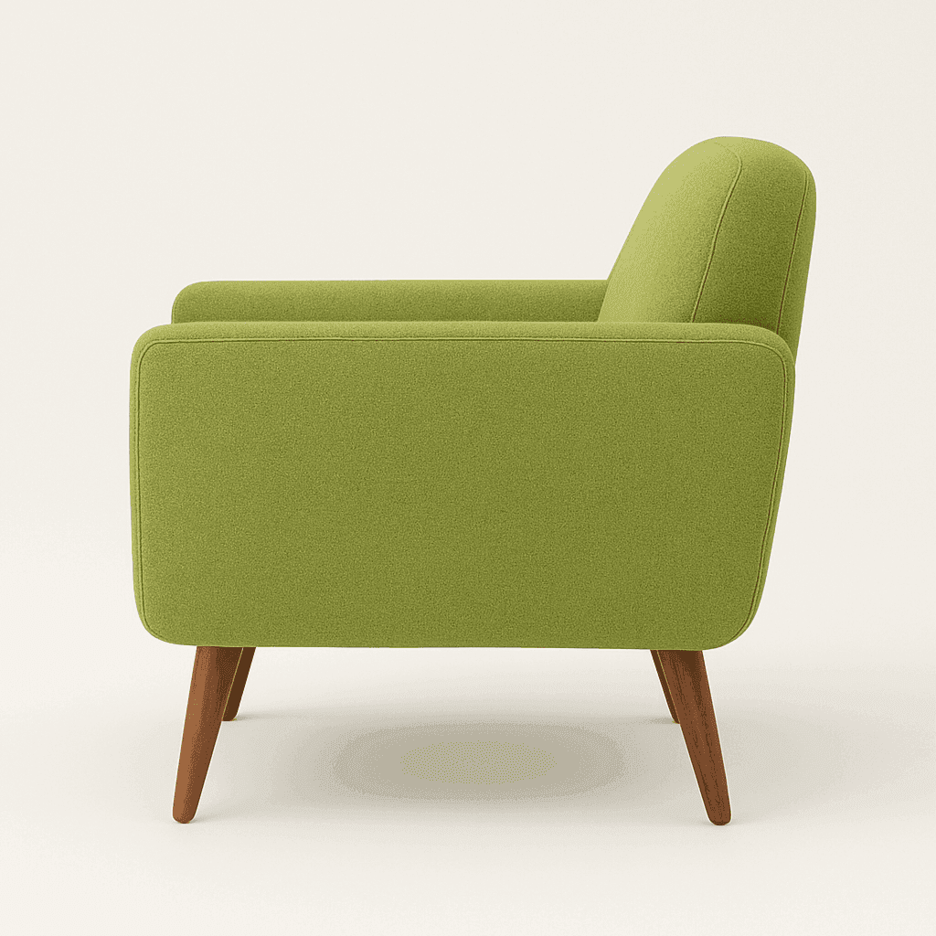 Nova Green upholstered arm chair side profile
