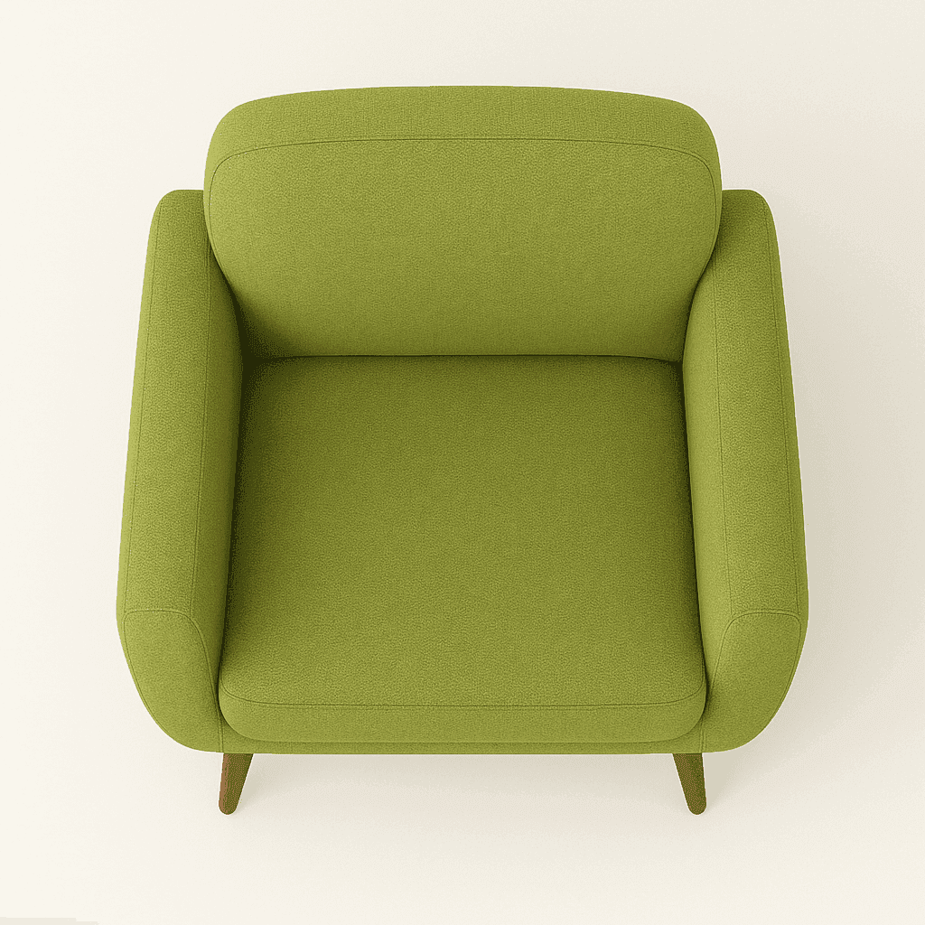 Nova Green upholstered arm chair top view