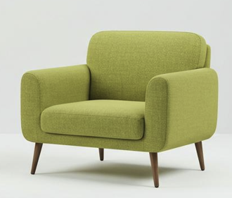 Nova Green upholstered arm chair isometric view