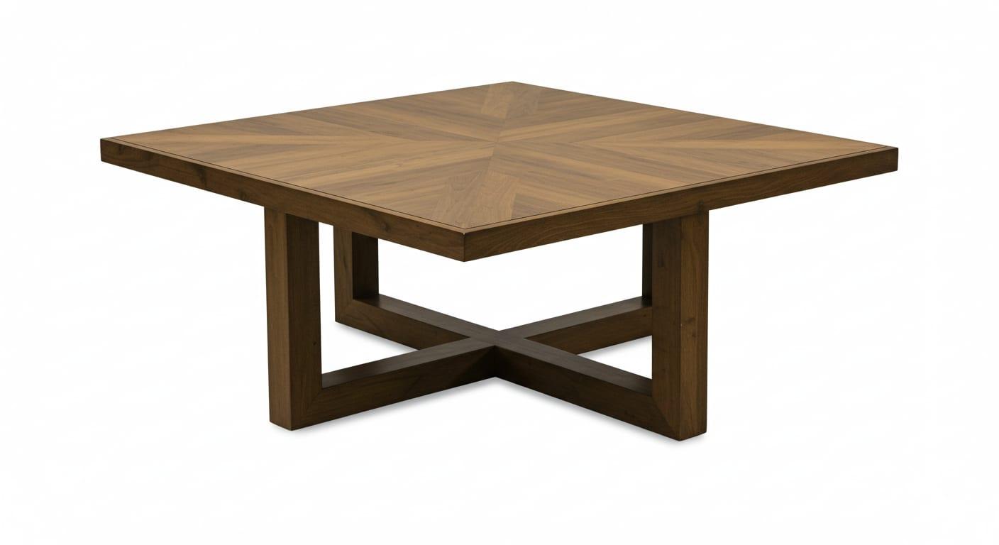 Square Coffee Table - Square Coffee Table Cross Wood Legs 2