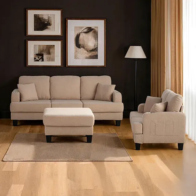 Contemporary Beige Loveseat, custom commercial furniture by DMD Furnishing