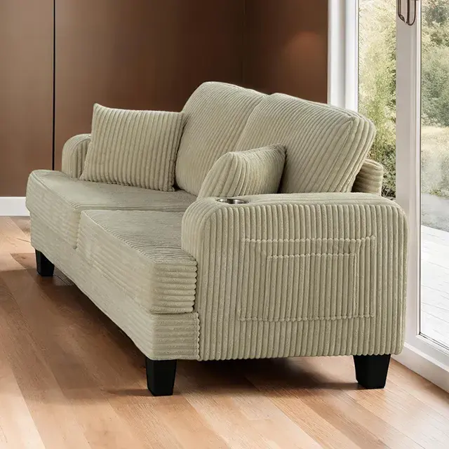 Contemporary Beige Loveseat (Moretaine) — Sofa, view 3