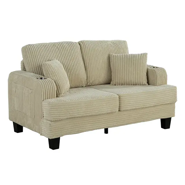 Contemporary Beige Loveseat (Moretaine) — Sofa, view 5