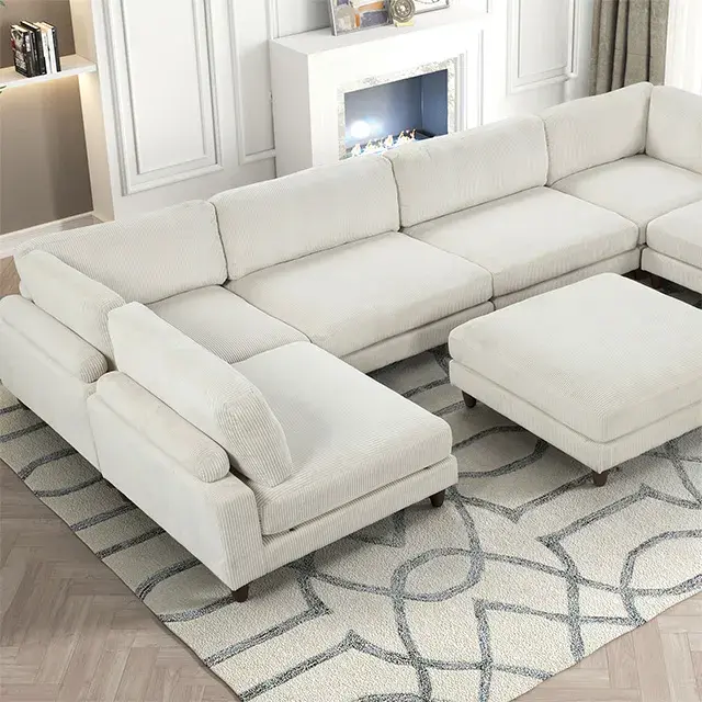 Contemporary Beige Modular Sectional — Sofa, view 5