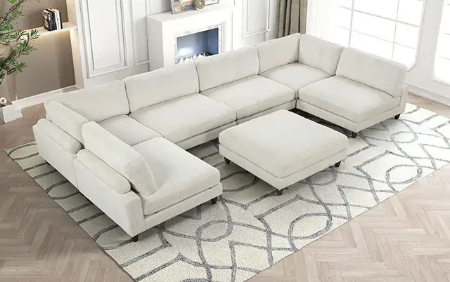 Contemporary Beige Modular Sectional — Sofa, main view