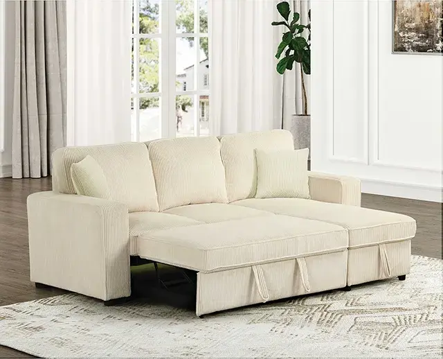 Contemporary Beige Sectional Sofa — Sofa, view 3