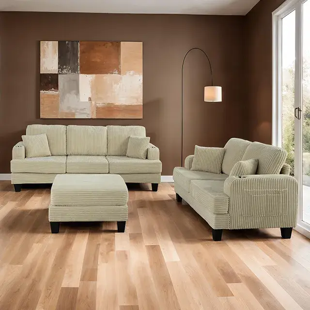 Contemporary Beige Sofa (Moretaine) — Sofa, view 2