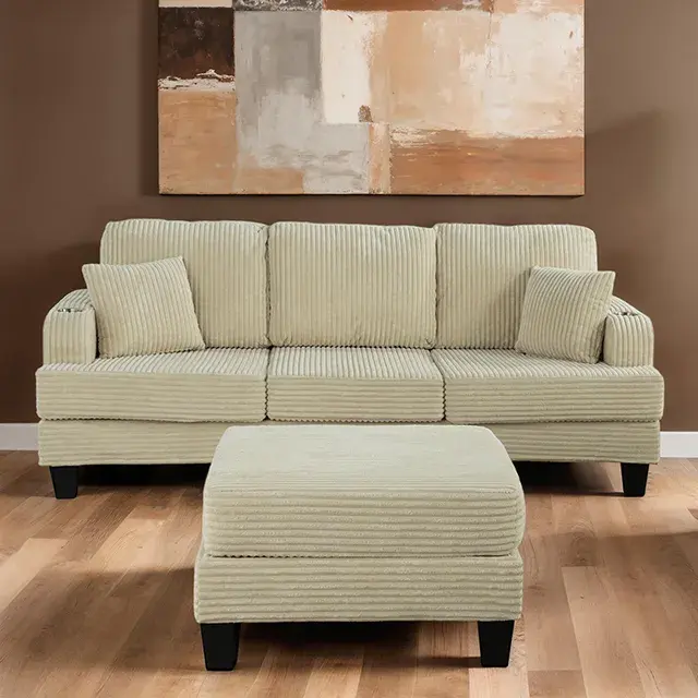 Contemporary Beige Sofa (Moretaine) — Sofa, view 4
