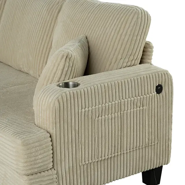 Contemporary Beige Sofa (Moretaine) — Sofa, view 7