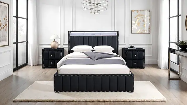Contemporary Black Bedroom Set — Bed Frame, main view