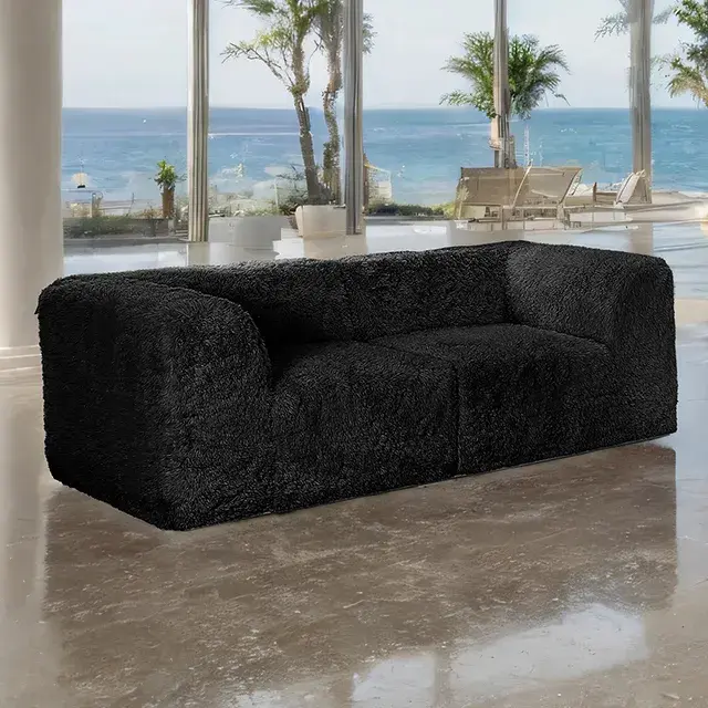 Contemporary Black Loveseat (Nappi) — Sofa, main view