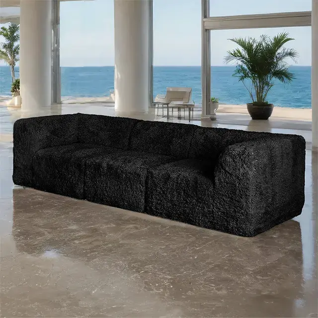 Contemporary Black Loveseat (Nappi) — Sofa, view 3
