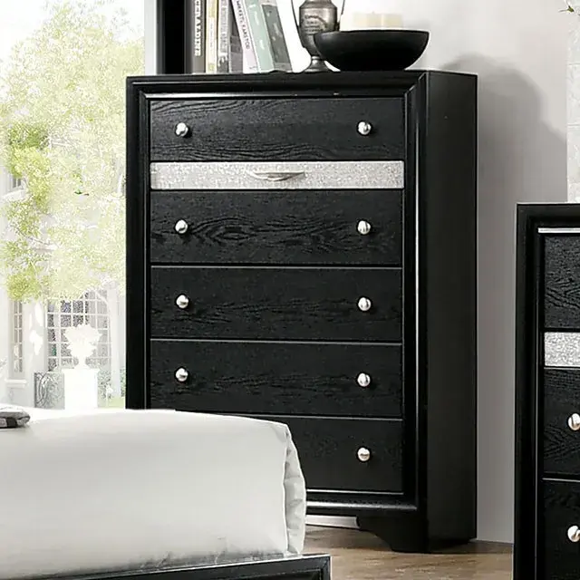 Contemporary Black Nightstand — Nightstand, view 2