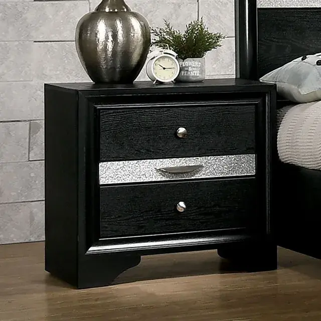 Contemporary Black Nightstand — Nightstand, view 5