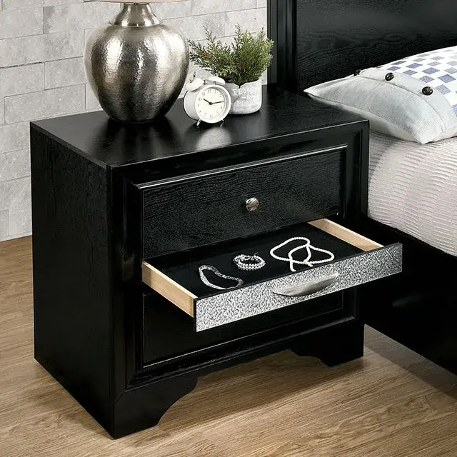 Contemporary Black Nightstand — Nightstand, view 6