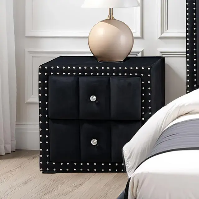 Contemporary Black Nightstand (Farese) — Nightstand, view 2