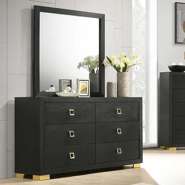 Contemporary Black Nightstand (Latimer) — Nightstand, view 3