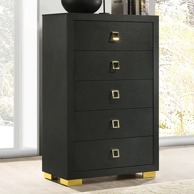 Contemporary Black Nightstand (Latimer) — Nightstand, view 5