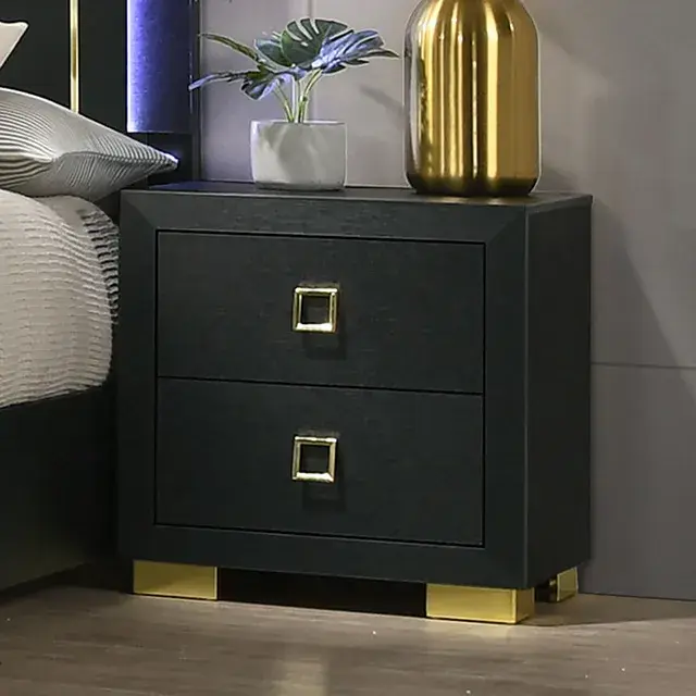 Contemporary Black Nightstand (Latimer) — Nightstand, view 6