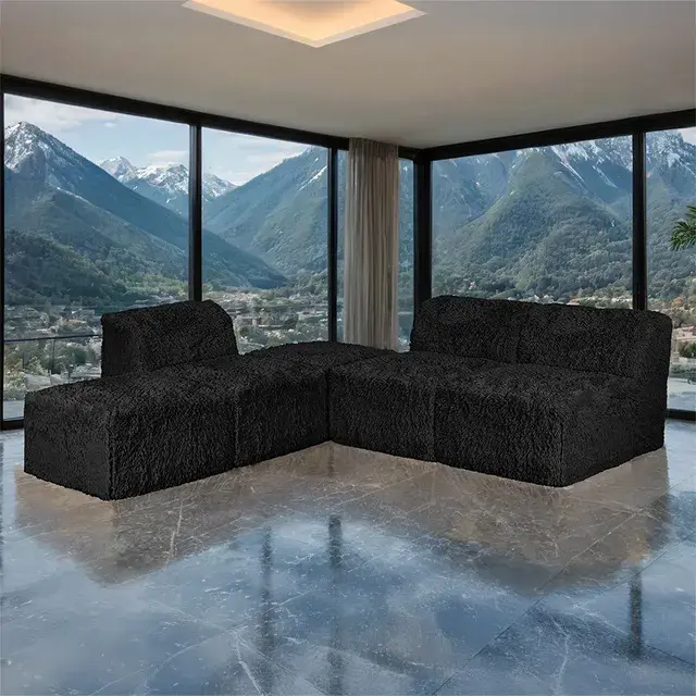 Contemporary Black Sectional Sofa — Sofa, view 5