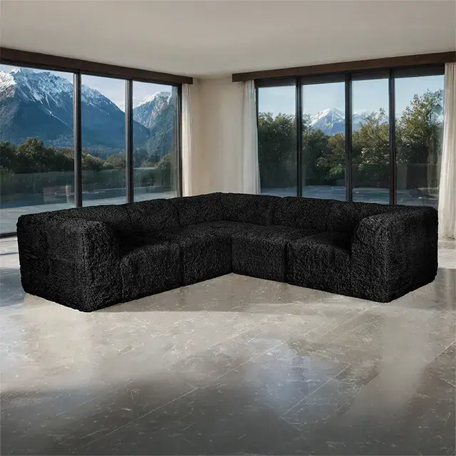 Contemporary Black Sectional Sofa — Sofa, view 6