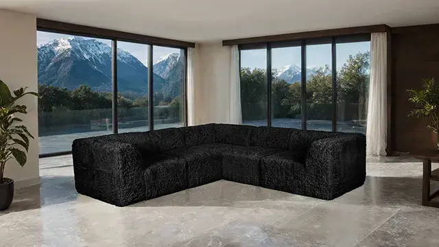 Contemporary Black Sectional Sofa — Sofa, view 7