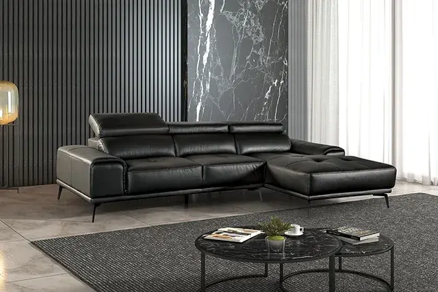 Contemporary Black Sectional Sofa (Vadso) — Sofa, view 2
