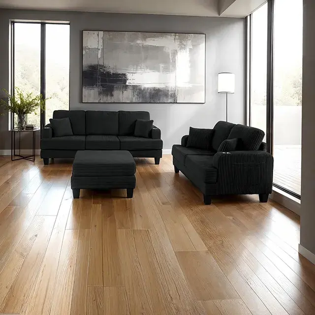 Contemporary Black Sofa (Moretaine) — Sofa, main view