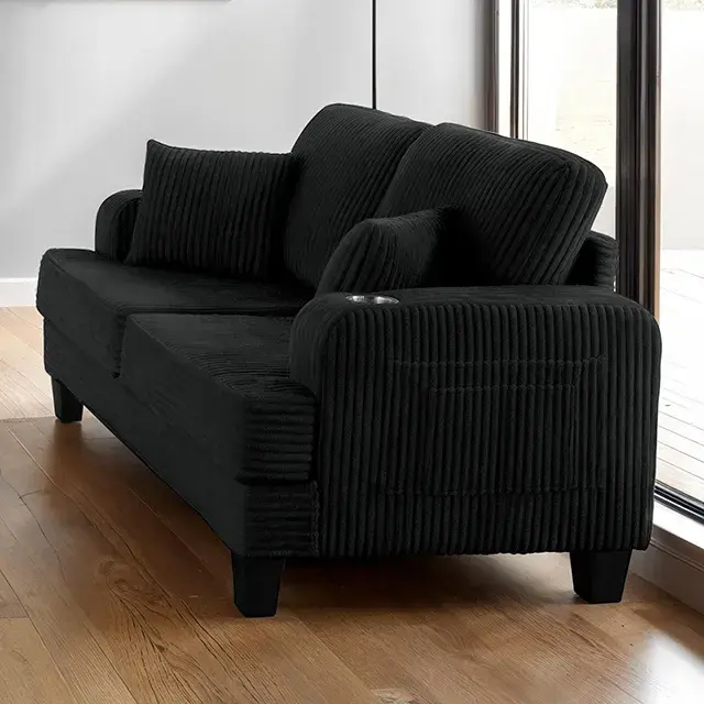 Contemporary Black Sofa (Moretaine) — Sofa, view 3