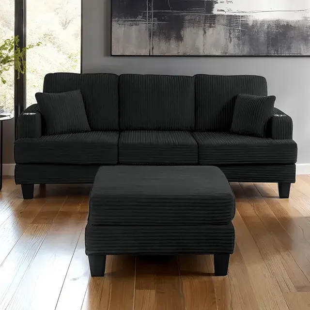 Contemporary Black Sofa (Moretaine) — Sofa, view 5
