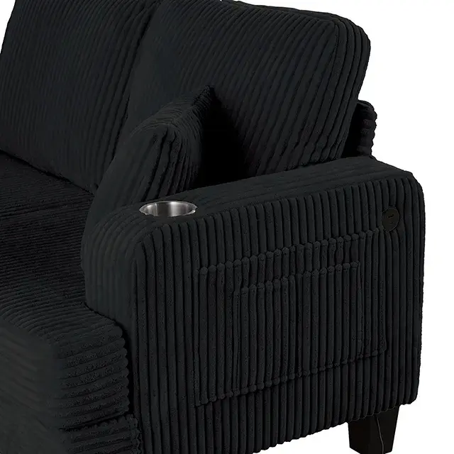 Contemporary Black Sofa (Moretaine) — Sofa, view 2