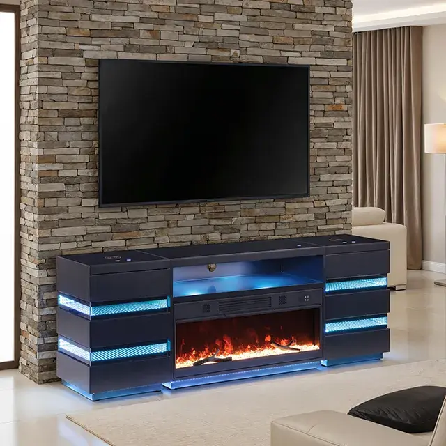 Contemporary Black TV Console (Terni) — TV Unit, view 2