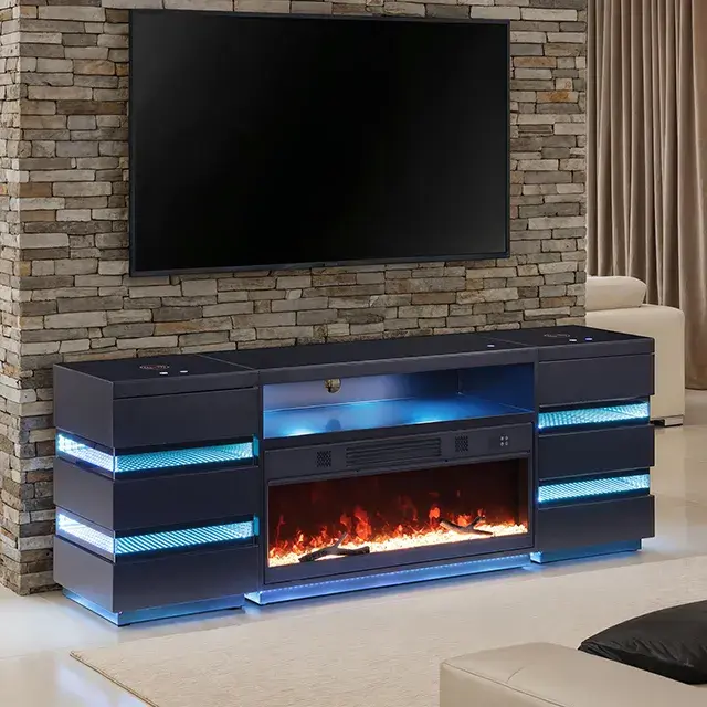 Contemporary Black TV Console (Terni) — TV Unit, view 3