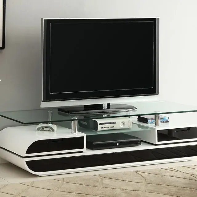 Contemporary Black, White TV Console — TV Unit, view 2