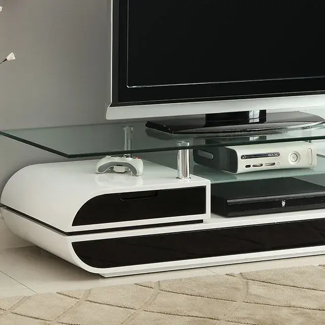 Contemporary Black, White TV Console — TV Unit, view 3