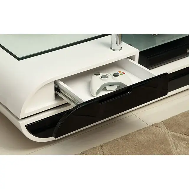 Contemporary Black, White TV Console — TV Unit, view 4