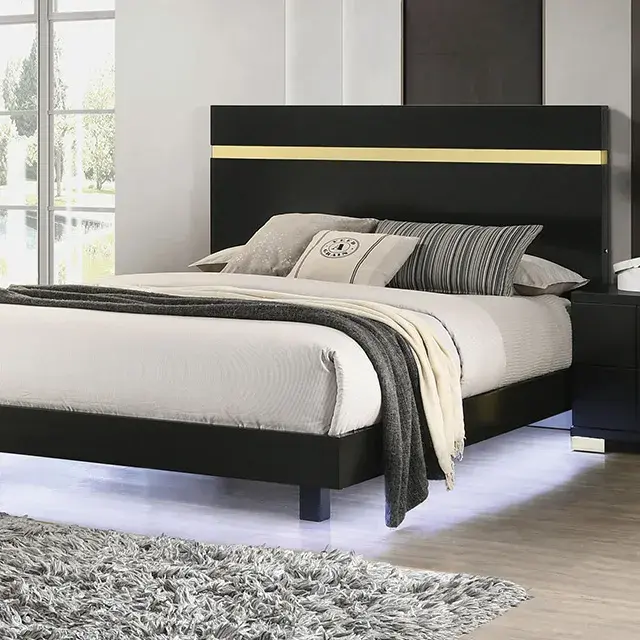 Contemporary Black/Gold Nightstand — Nightstand, main view