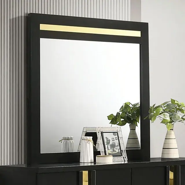 Contemporary Black/Gold Nightstand — Nightstand, view 4