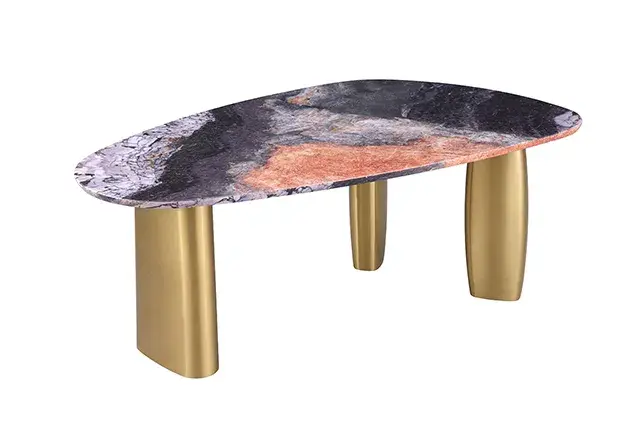 Contemporary Black/Gray/Matte Gold Dining Set — Dining Table, view 2