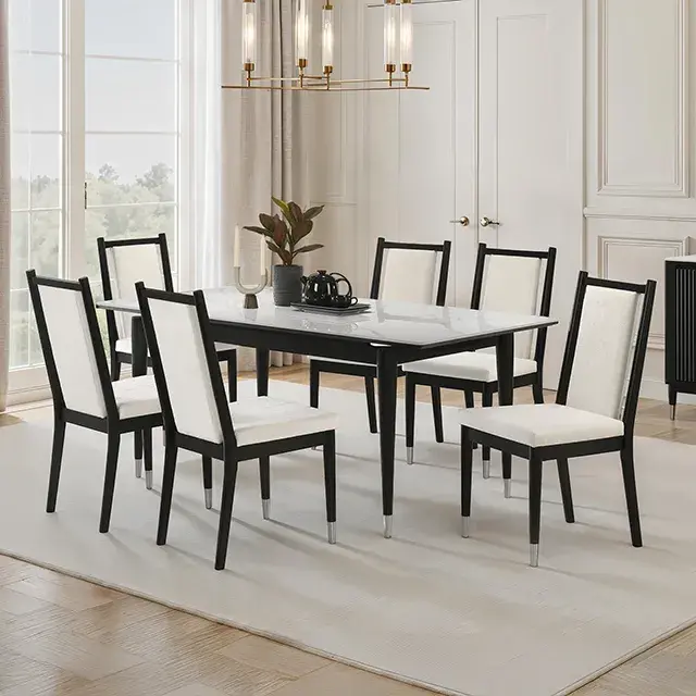 Contemporary Black/White Dining Set — Dining Table, main view