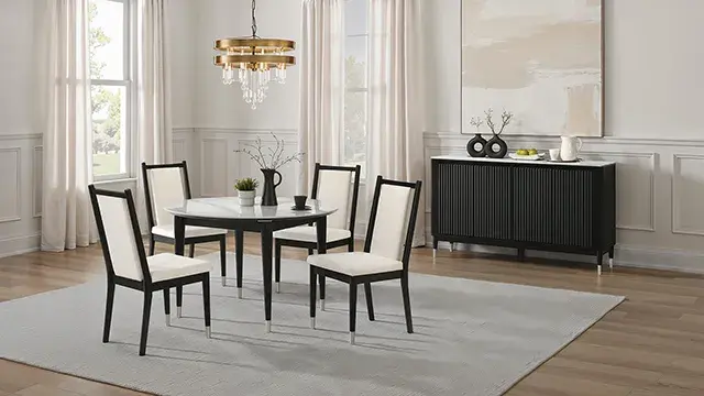 Contemporary Black/White Dining Set — Dining Table, view 5