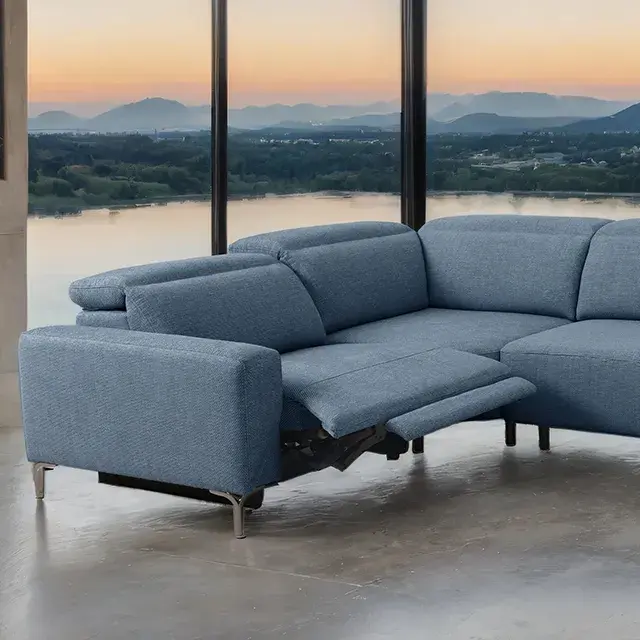 Contemporary Blue Power Reclining Sectional — Sofa, main view
