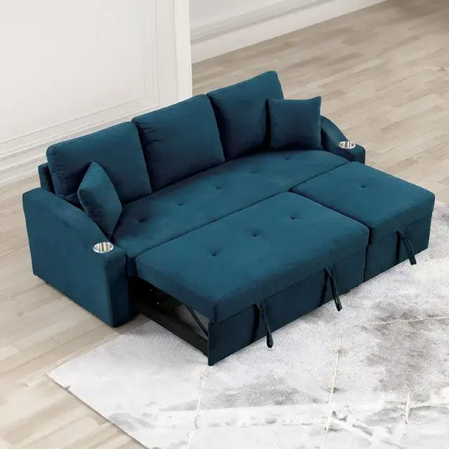 Contemporary Blue Sectional Sofa — Sofa, view 3