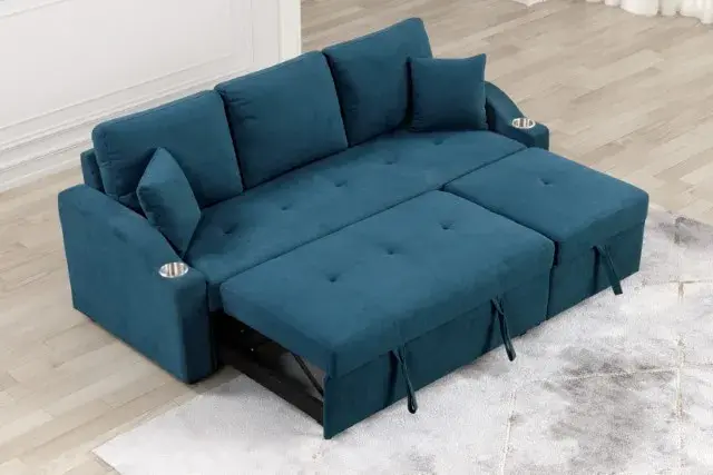 Contemporary Blue Sectional Sofa — Sofa, view 5